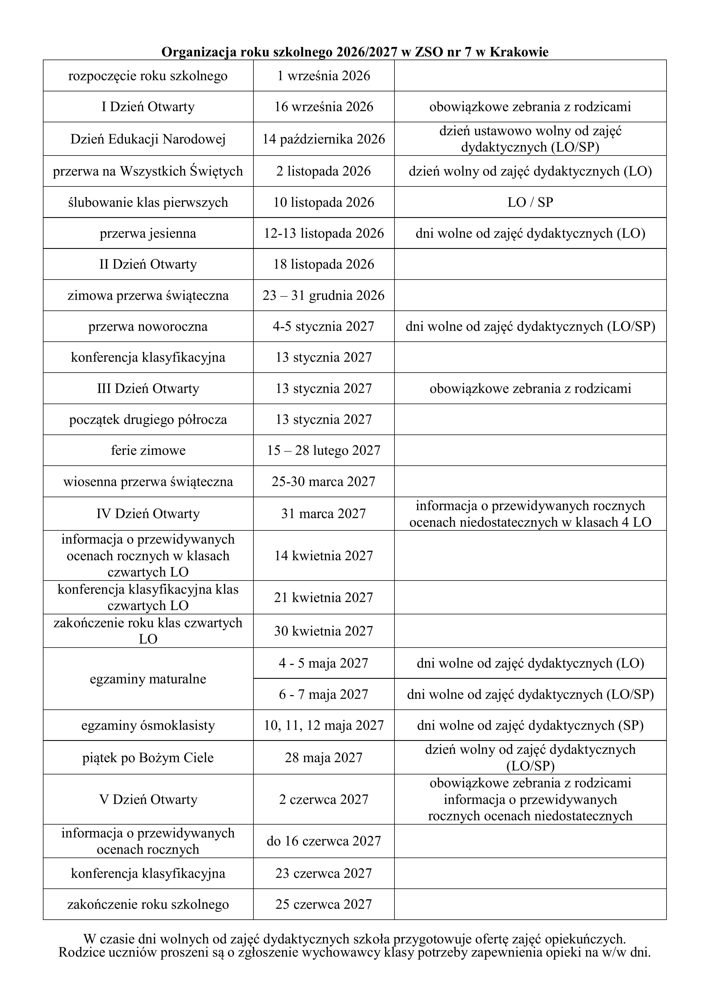 Organizacja roku szkolnego 2026_2027
